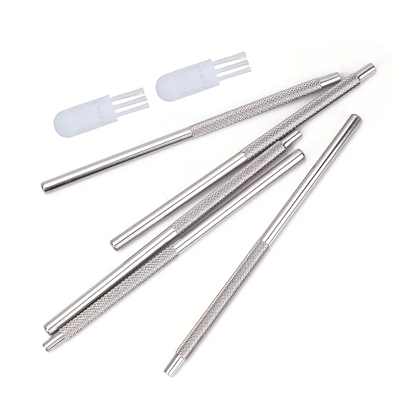 7-Piece Set of Oral Endoscope Handles, Including 5 Handles + 2 Brushes, Eyelash Extension Mirror Handles, Beauty Makeup Mirror Handles, Portable Oral Endoscope Handles