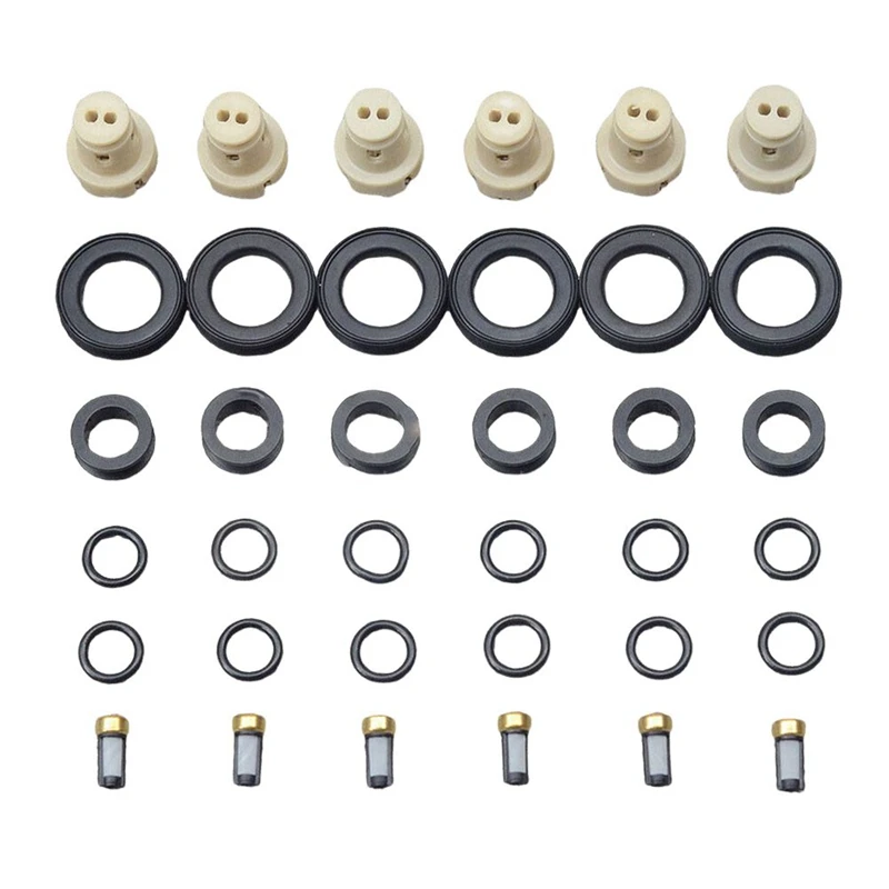 1Set/36Pcs Fuel Injector Rebuild Kits O-Rings Seals Filters Caps For Toyota 3.4L V6 94-04 FJ585 23209-62040 23250-62040