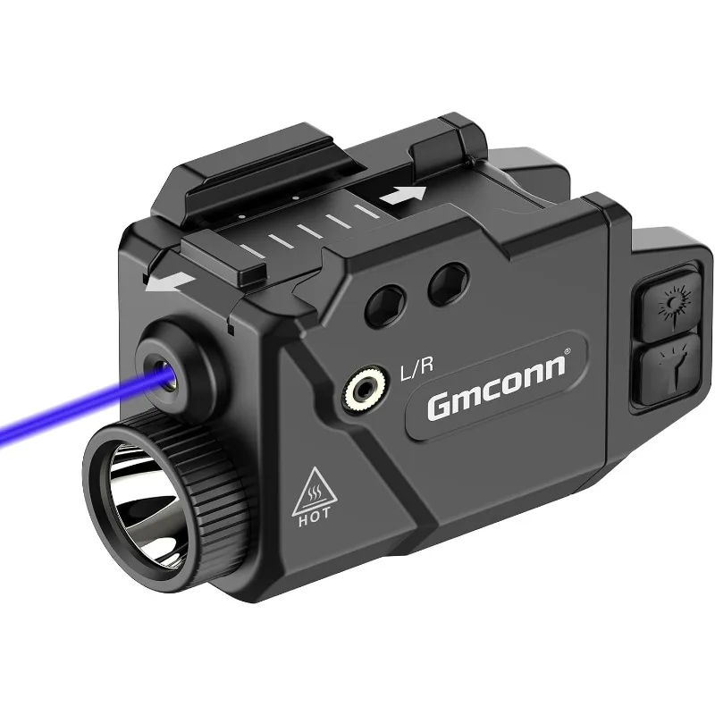 

Gmconn 800 люмен Pistol Light и зеленый, красный, синий лазерный комбинированный фонарик, тактический фонарик с лучом для пистолета с рейкой (синий лазер)