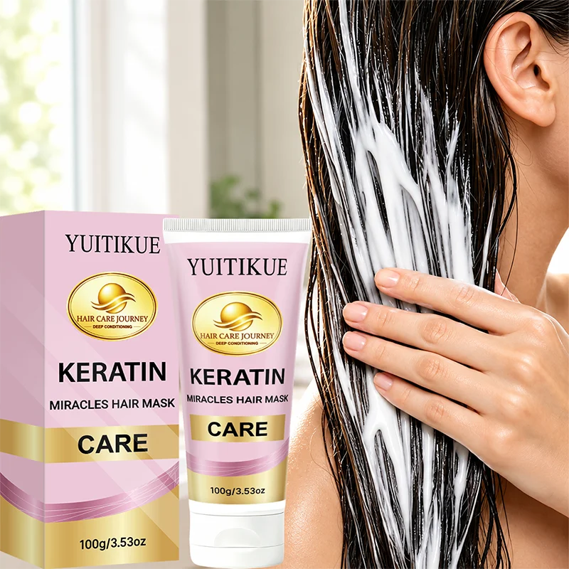 YUITIKUE Keratin Hair Mask 100g - Deep Conditioning, Repairs Damaged Hair, Smooth & Shine For All Hair Types