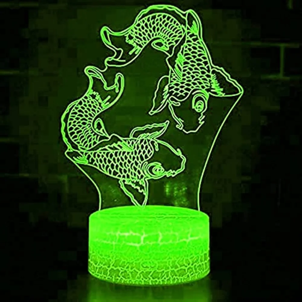 3D Fish Lamp Baby Night Light 7 Color Changing USB Battery Bedside Lamp.Bedroom Decoration Led Nightlight Child Holiday Gifts