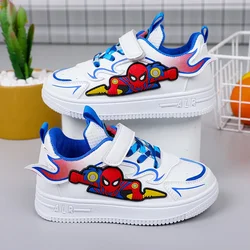 Disney Children Cartoon Casual Sports Shoes Spiderman Sneakers Spring Autumn Fashion Breathable Hook Loop Kids Small White Shoes