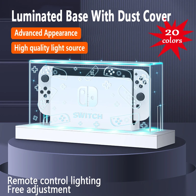 For Zelda Tears Of Kingdom Dustproof Cover Free Adjustment Light Emitting Base For Switch/OLED Acrylic Shell Game Accessories