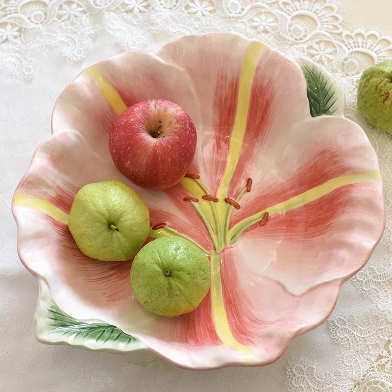 

Lily Ceramic Dried Fruit Plate, Candy Storage Tray, Home Decor, Wedding Decoration, Living Room Fruit Tray, Salad Plate Bowl