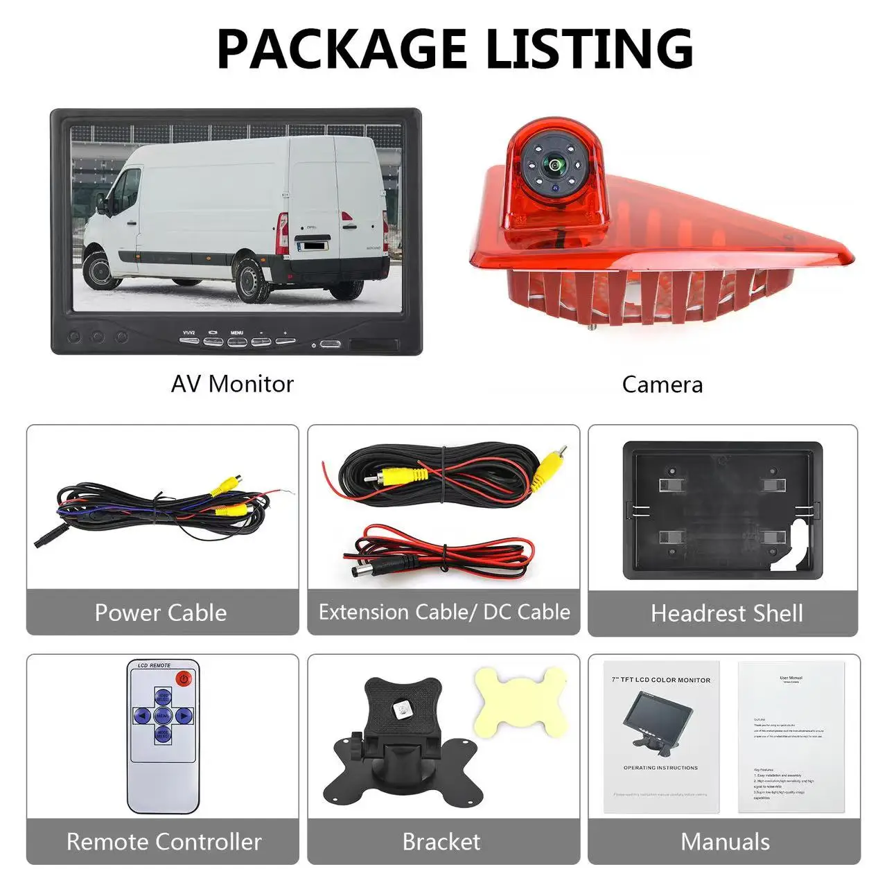 Rear view camera High brake light Reverse camera Optional monitoring kit Renault Master, Opel Movano, Nissan NV400(from 2010)