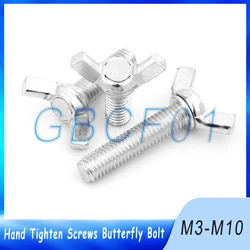 M3 M4 M5 M6 M8 M10 Hand Tighten Screws Butterfly Bolt White Zinc Wing Thumb Screw Claw 304/316/201 Stainless Steel 1-10PCS
