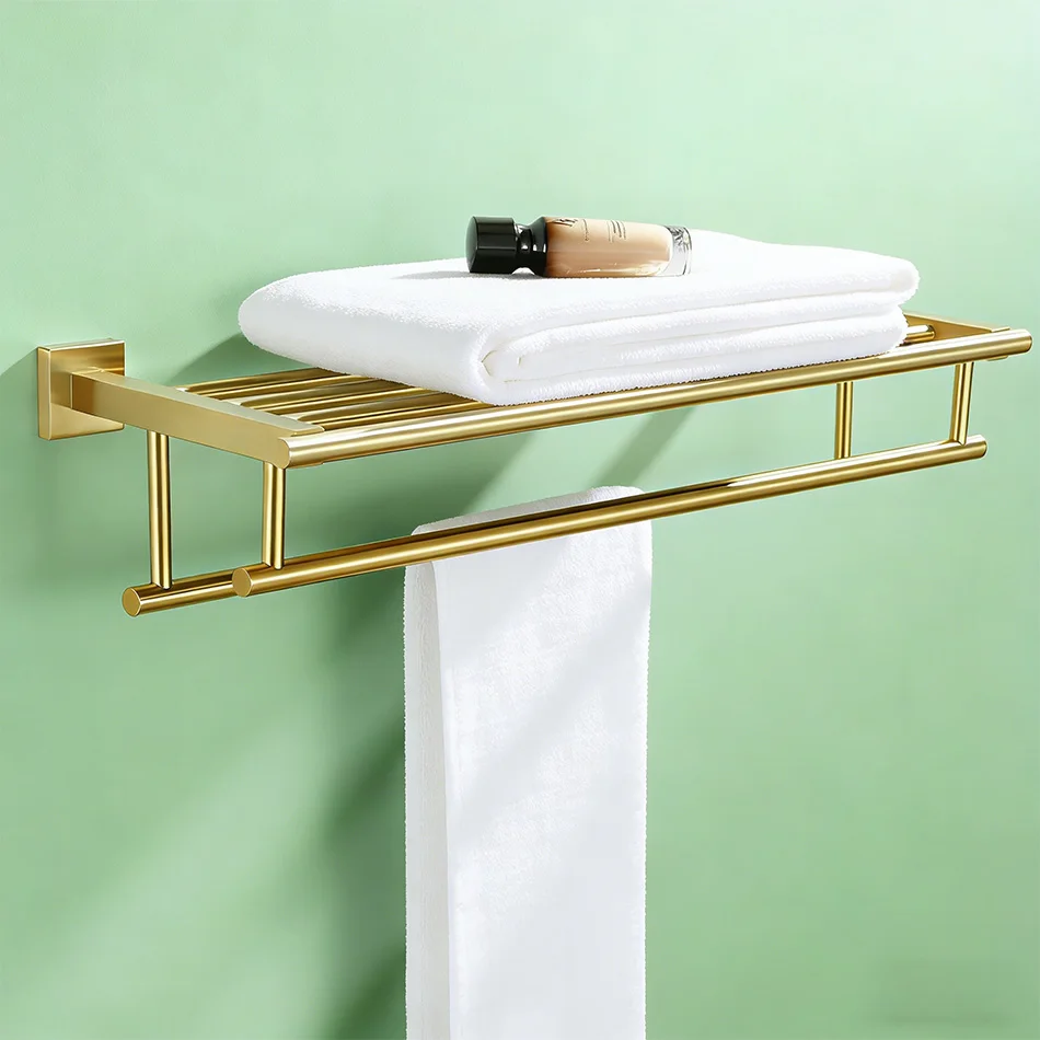 

Towel Rack Brushed Gold Black Sliver 304 Stainless Steel Wall Mounted Bedroom Bathroom Bath Towel Clothes Storage Holder Rack