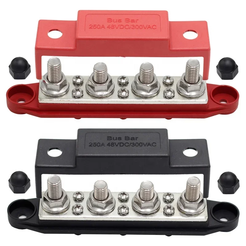 

4 Studs 6 Screws 48V Bus Bar Big Current Bus Bar 250A 3.5MM Thickened Pure Copper Bus Bar For RV Marine Car