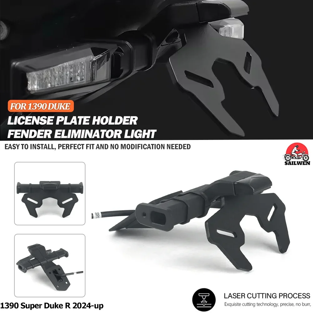 

motorcycles Rear Short Tail Stock License Plate Holder Tailstock Frame Bracket Kit For 1390 Super Duke R 2024-UP