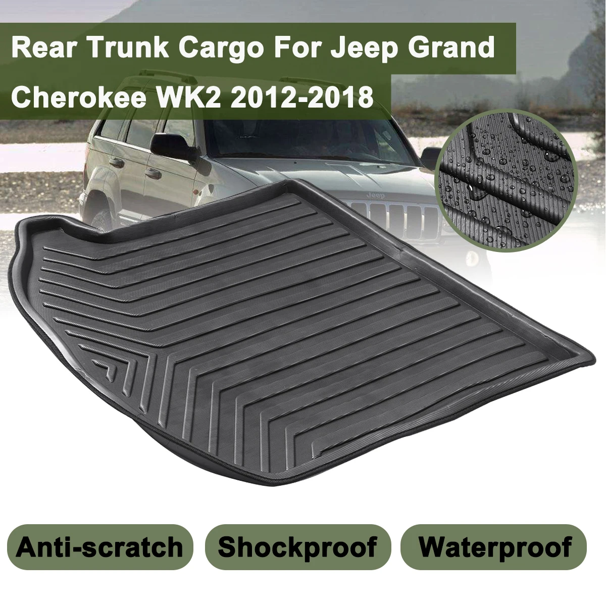 Cargo Floor Tray Carpet fango Pad Boot Mat tronco posteriore Liner Kick Guard Protector per Jeep Grand Cherokee WK2 2012 2013 2014-2018