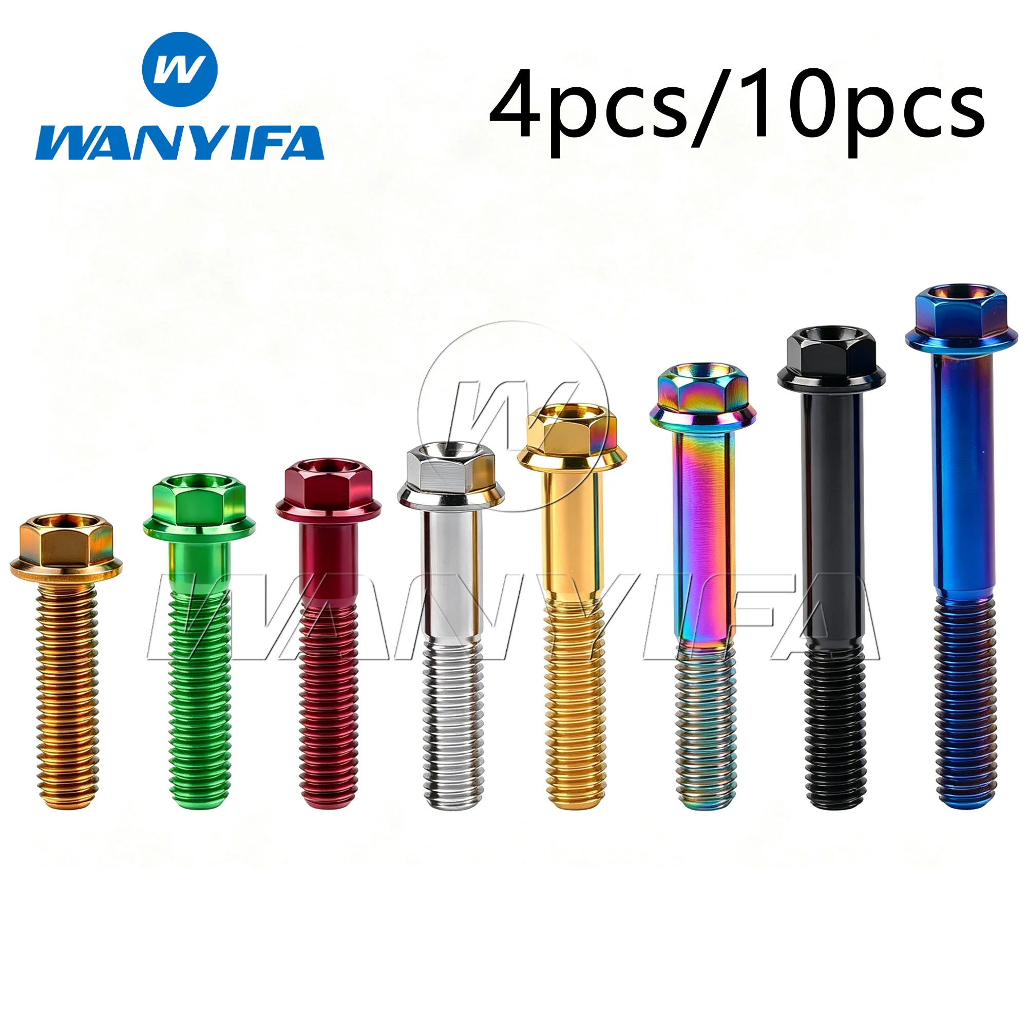 Wanyifa 4/10pcs Titanium Flange Hex Small Head Motorcycle Bolt M8 X15 20 25 30 35 40 45 55 60 65mm P1.25mm