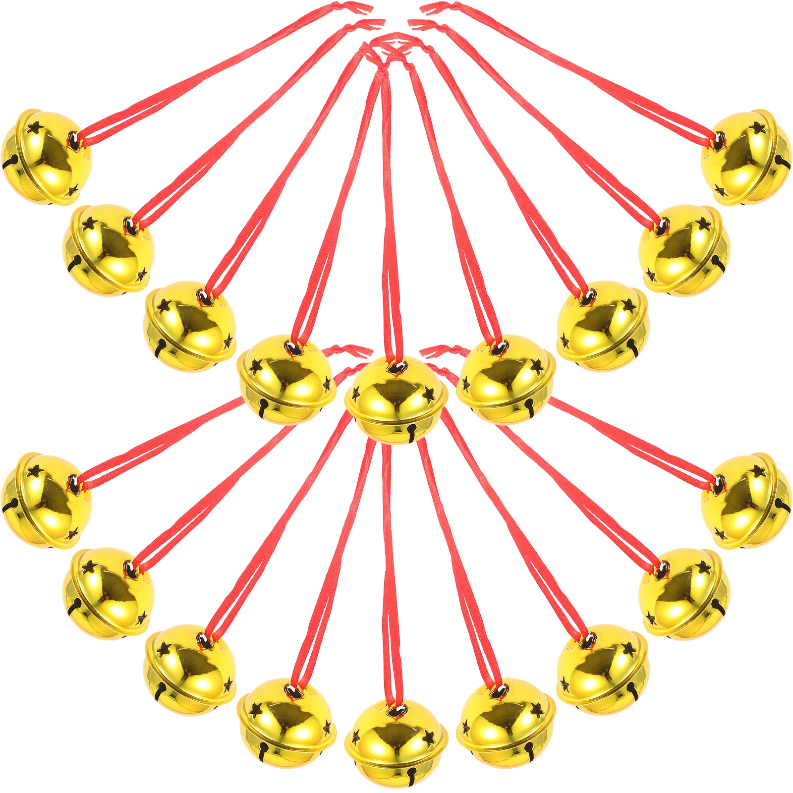 

21pcs Golden Bell Set 4Cm 10M Ribbon Christmas Jingle Bells Handmade Decor For Diy Craft Wind Chime Party Hanging