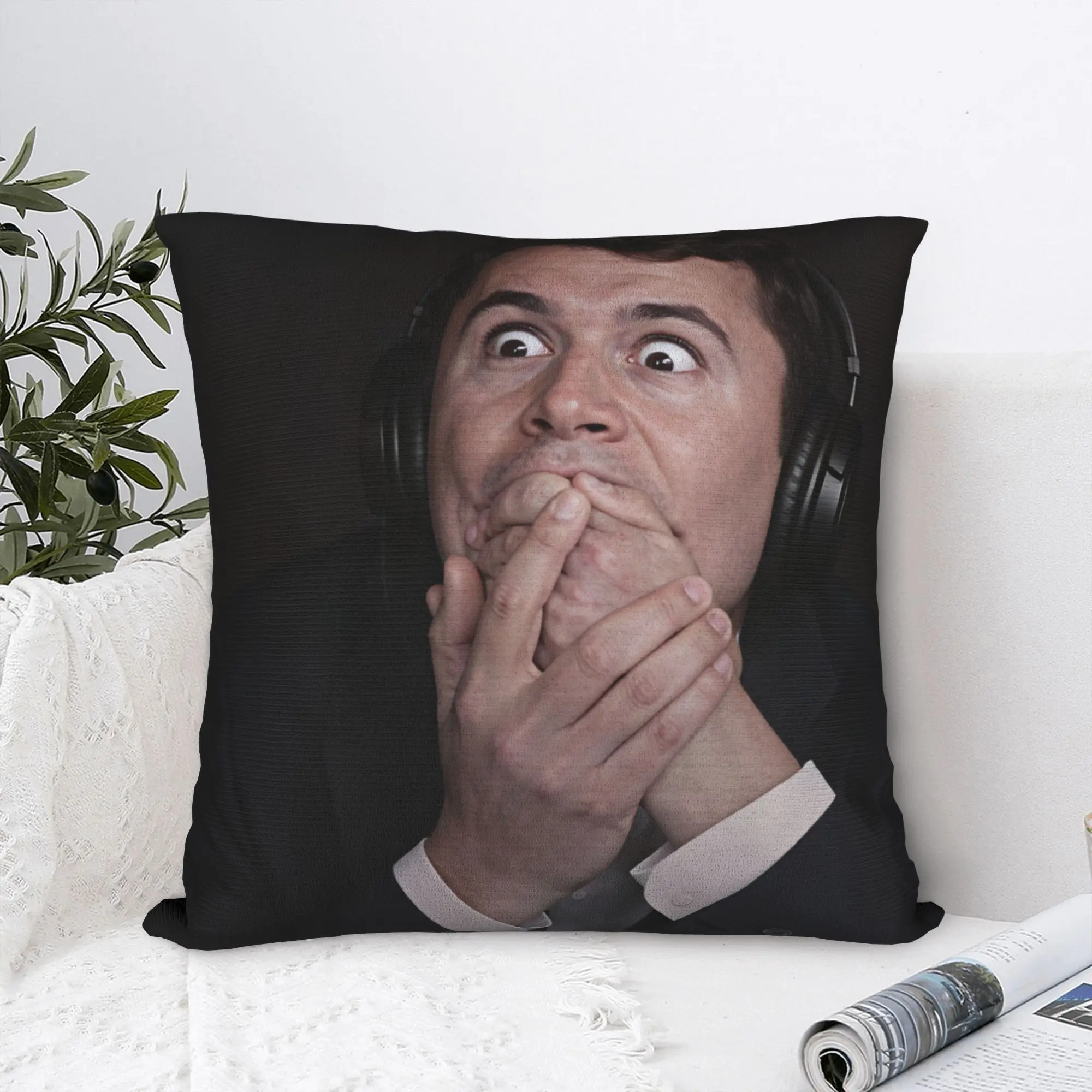 Charlie Kirk Headphones Shocked Meme Pillow Case  Comfy Pillow Cover Morden Pillowcases For Sofa Couch Bed Living Room