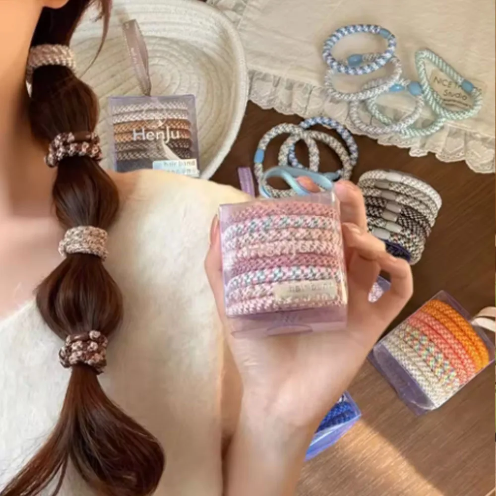High Elasticity Basic Hair Rope Set Hair Tie Hair Ring Weave Rubber Band Hair Accessories Ponytail Holder