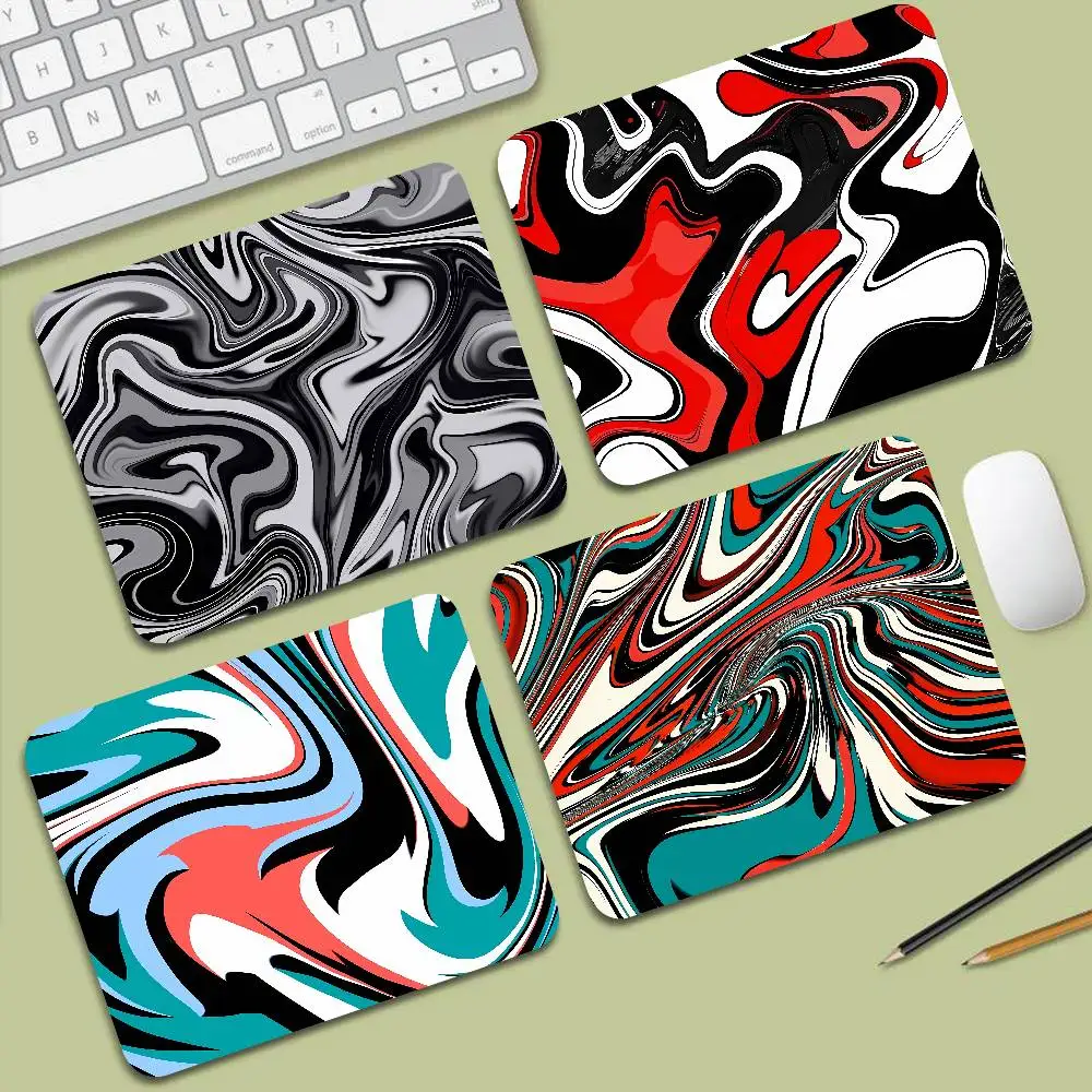 Peripheral Rubber Mouse Pad Animation Two-dimensional Office Desktop Mat E-sports Keyboard Pad Black And White Strata Liquid
