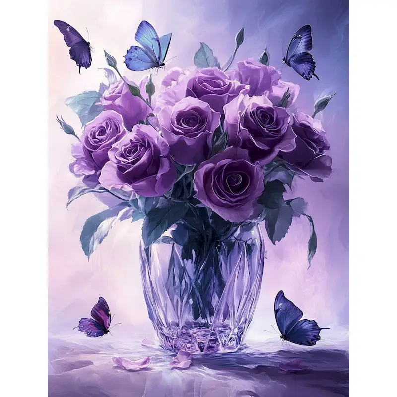 

GATYZTORY Purple Flowers Diy Painting By Numbers Kits For Adults Drawing On Canvas Pictures By Number Paint For Home Decors