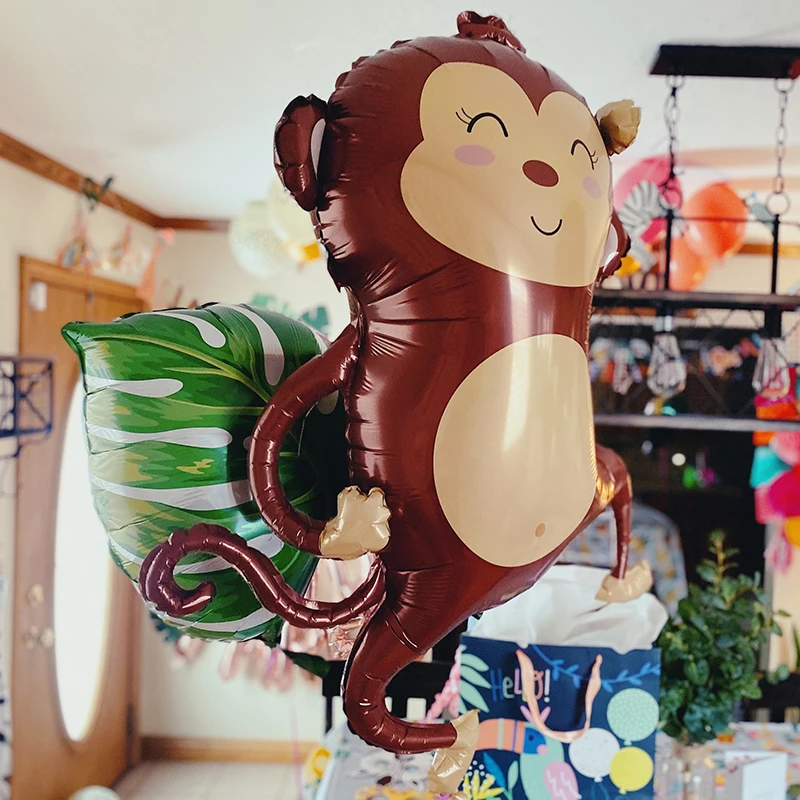Globo de aluminio 3D con cabeza de león para niños, elefante, jirafa, Tigre, Safari, jungla, decoraciones de fiesta de cumpleaños, regalo de