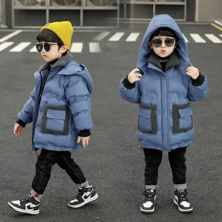 Boys Padded Down Coat Cotton Embossed Cotton-padded Coat Winter Children Padded Coat Winter Clothes Fashion Kid Simple