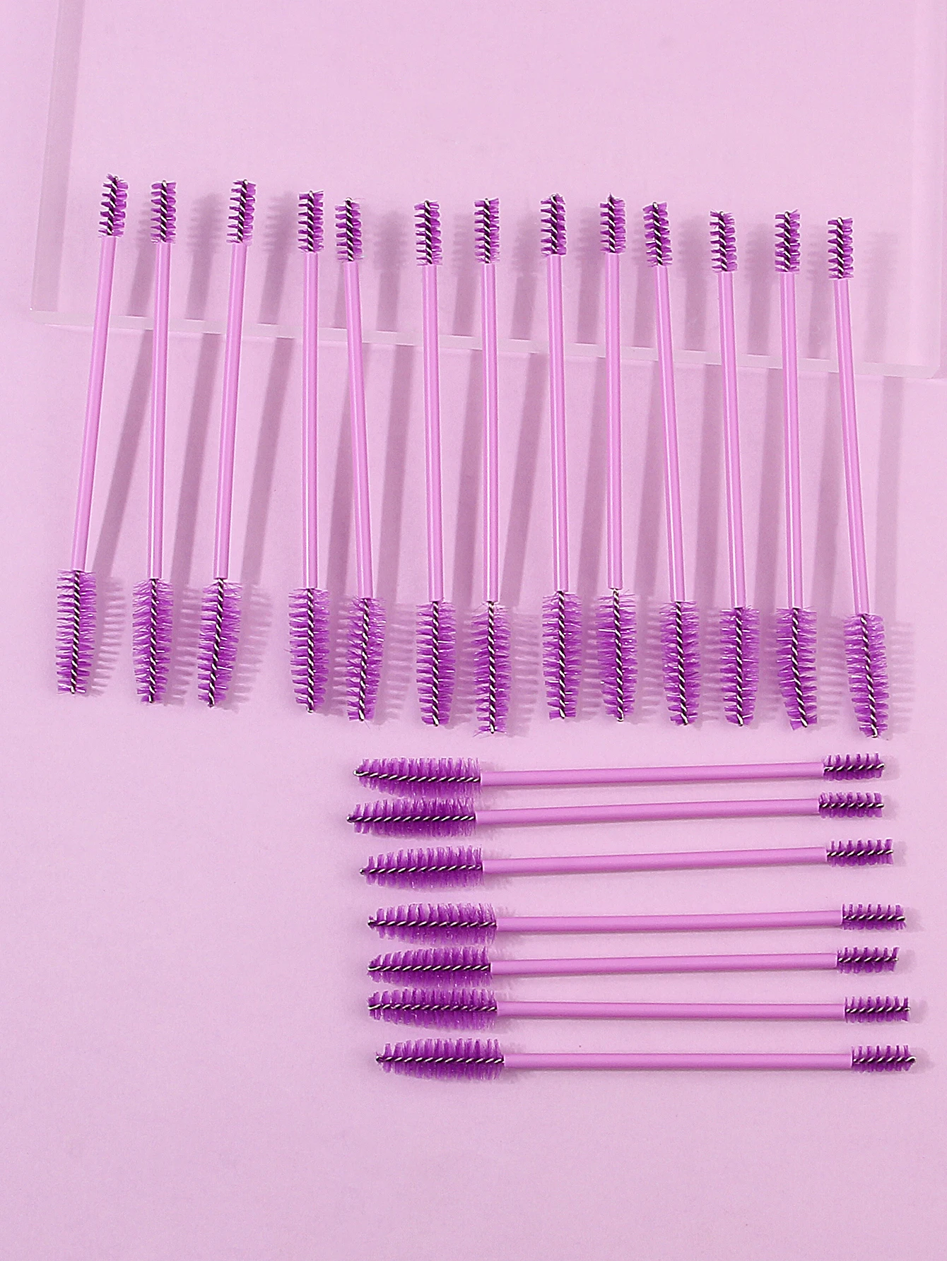 Pinceau à mascara double tête 20 pièces, outil pour les yeux portable violet, pinceau de maquillage, pinceau à sourcils à friser naturel, mascara en spirale brus