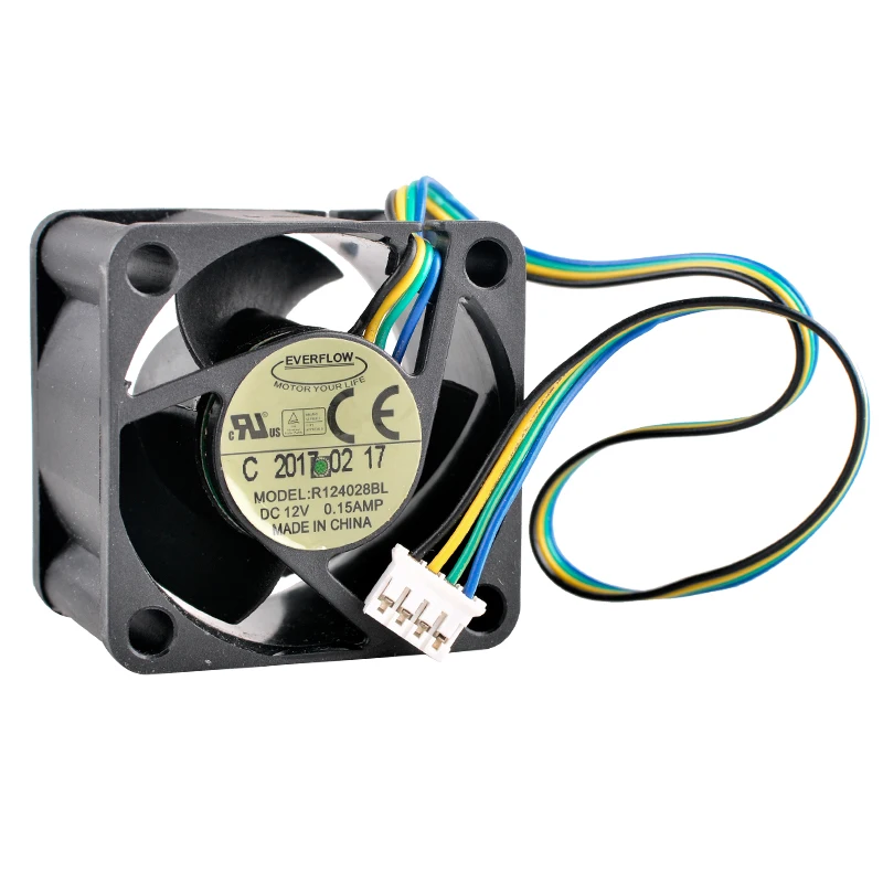 

R124028BL 4cm 40mm fan 40x40x28mm DC12V 0.15A 4pin Dual ball axial fan cooler cooling fan for 1U 2U server power supply