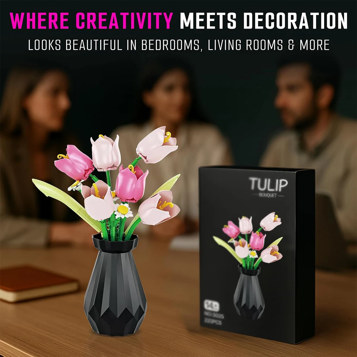 

Tulip Bouquet Building Set – 223-Piece DIY Flower Block Kit with Vase for Home Decor & Creative Play