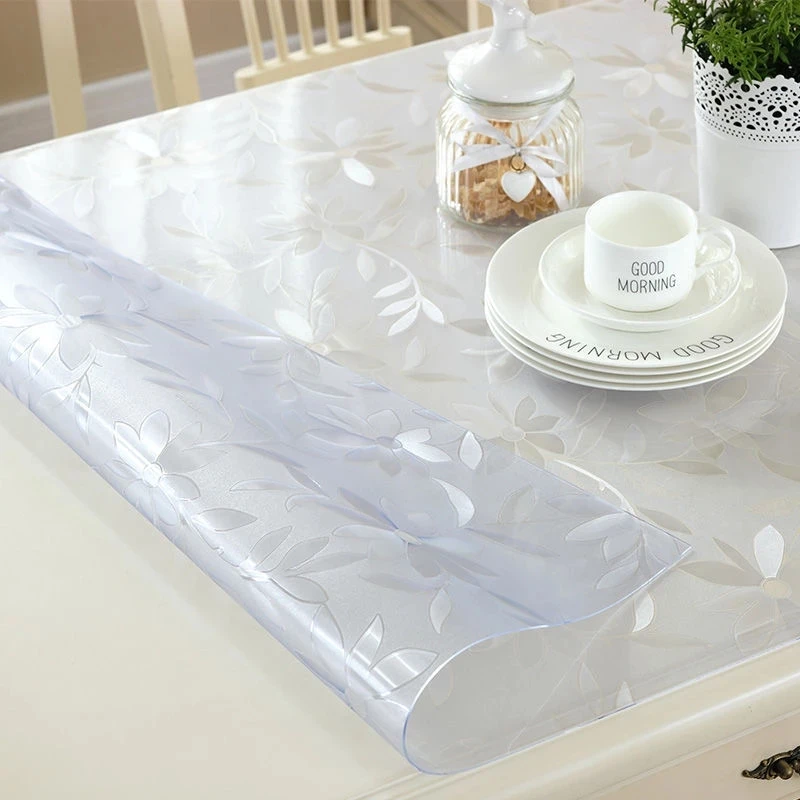 2022 PVC Waterproof Tablecloth Soft Glass Oil-proof Wipe-Free Tablecloth Coffee Table Mat Frosted Tablecloth Crystal Plate1.0mm