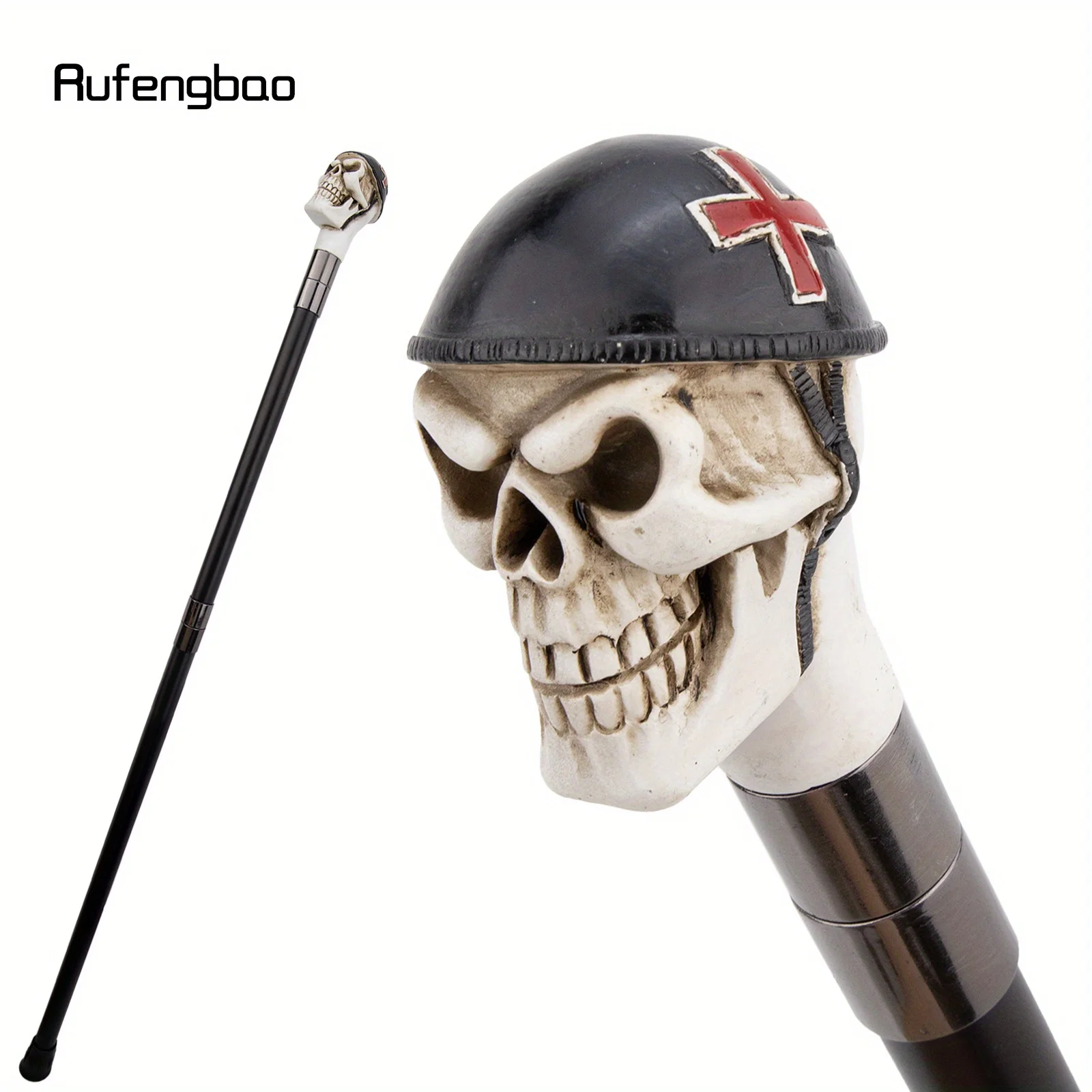 Witte Hars Helm Schedel Hoofd Riet Mode Decoratieve Stalen Stok Elegante Cosplay Riet Knop Crosier Prestaties Stage Riet 94cm