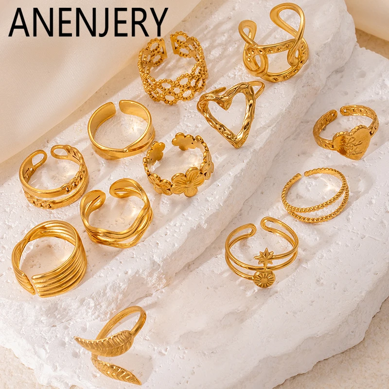 Женское-и-мужское-Открытое-кольцо-anenjery-кольцо-из-нержавеющей-стали-316l-с-неровными-линиями-в-форме-сердца-и-цветка-аксессуары-для-подарка-оптовая-продажа