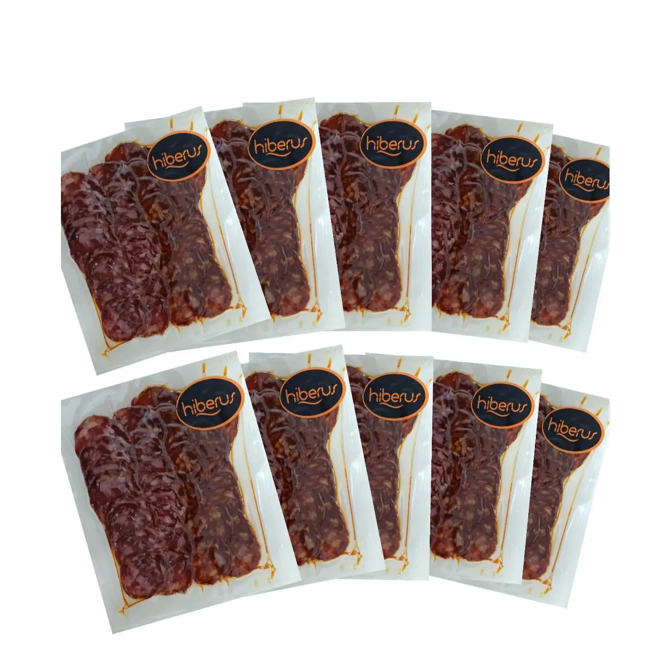 Pack de 10 Sobres de Chorizo y Salchichón Ibérico Hiberus, 120 g por Unidad (Total 1,2 kg) - Producto Gourmet