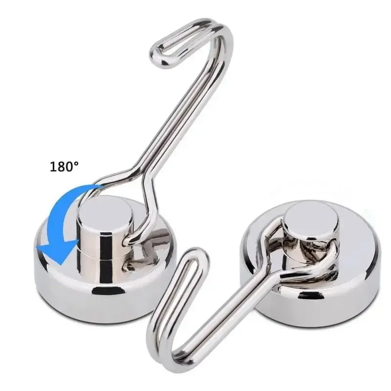 Magnetic Hooks Heavy Duty Magnets Hook 30LB Strong Neodymium Magnet with Swivel Hooks for Home Kitchen Refrigerator Wreath Keys