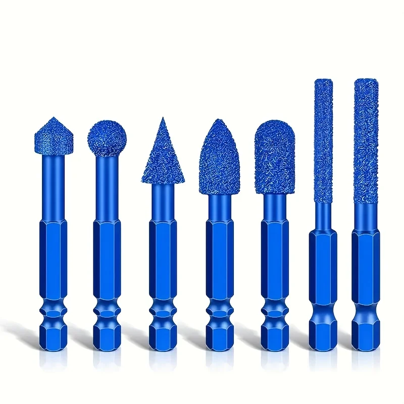 7Pcs/Set Diamond Grinding Heads with Hex Shank - Ideal for Rust Removal, Mold Polishing, Jade Carving & Weld Grinding
