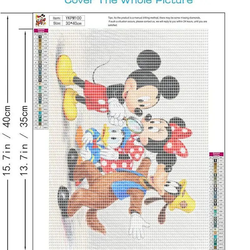 1 шт. Disney Микки Маус Минни Дональд Дак Гуфи 5D DIY полный дрель комплект алмазной живописи, большой 40x50 см милые персонажи мультфильмов C