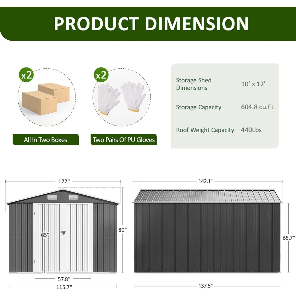 utdoor Storage Shed, Metal Garden Tool Shed with Updated Frame Structure and Lockable Doors, Ideal for Backyard Garden