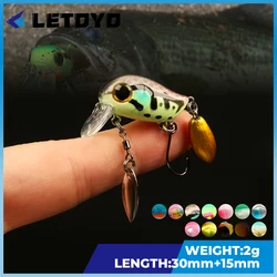 LETOYO Floating Micro Crankbaits 30mm2g Artificial Surface Wake Bait Crank Wobblers with spoon Fishing Lures for Trout Bass