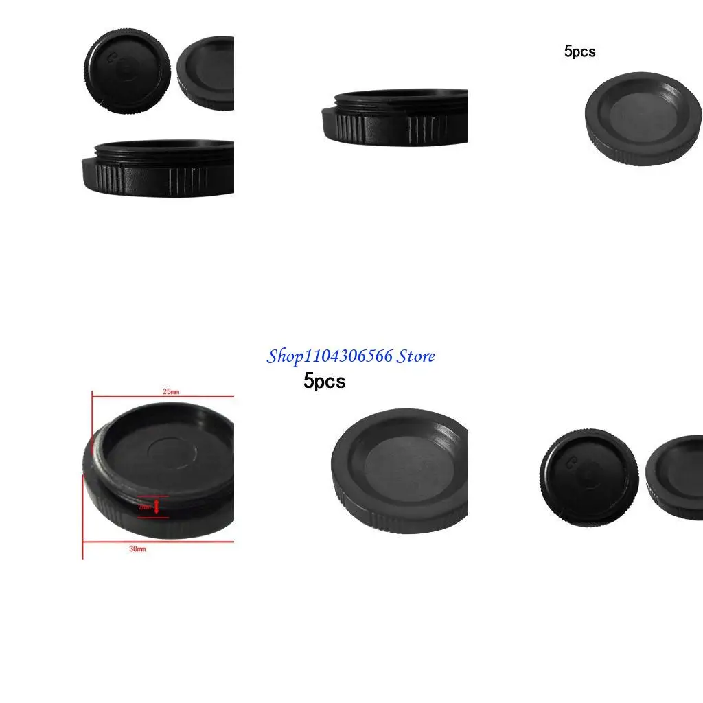 02DD Camera CS Interfaz montaje Cubierta sombreado CCD Dust Caps Sukvas (Negro 5 piezas)