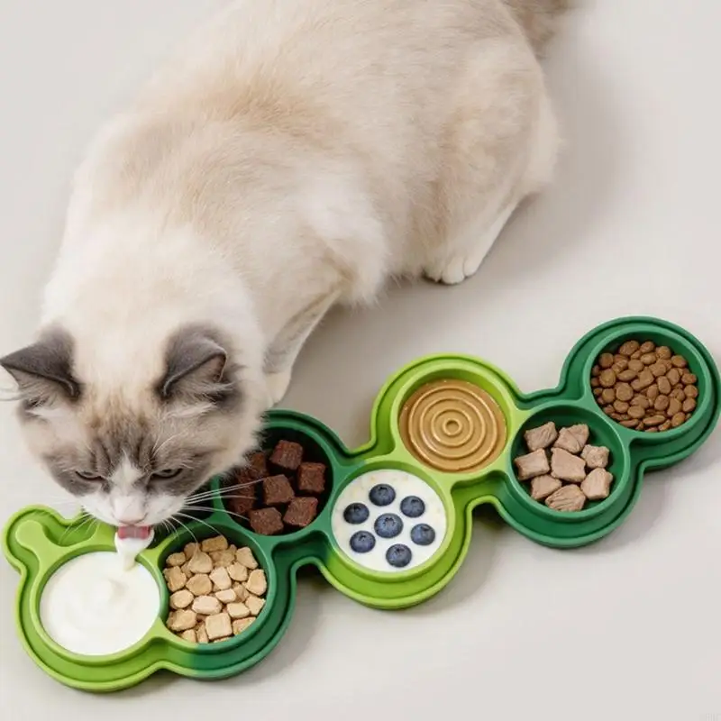 Pet Feeding Bowl for Dog and Cats, Seven Textured Compartments Hold Different Wet and Spreadable Selection