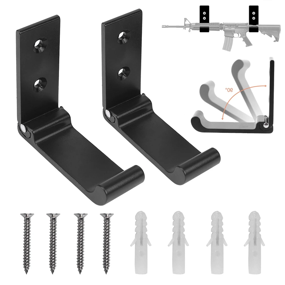 2Pcs Folding Rifle Gun Rack Gun Wall Mount Hangers Shotgun Rifle Display Rack Rifle Gun Storage Organizer Shotgun Hooks