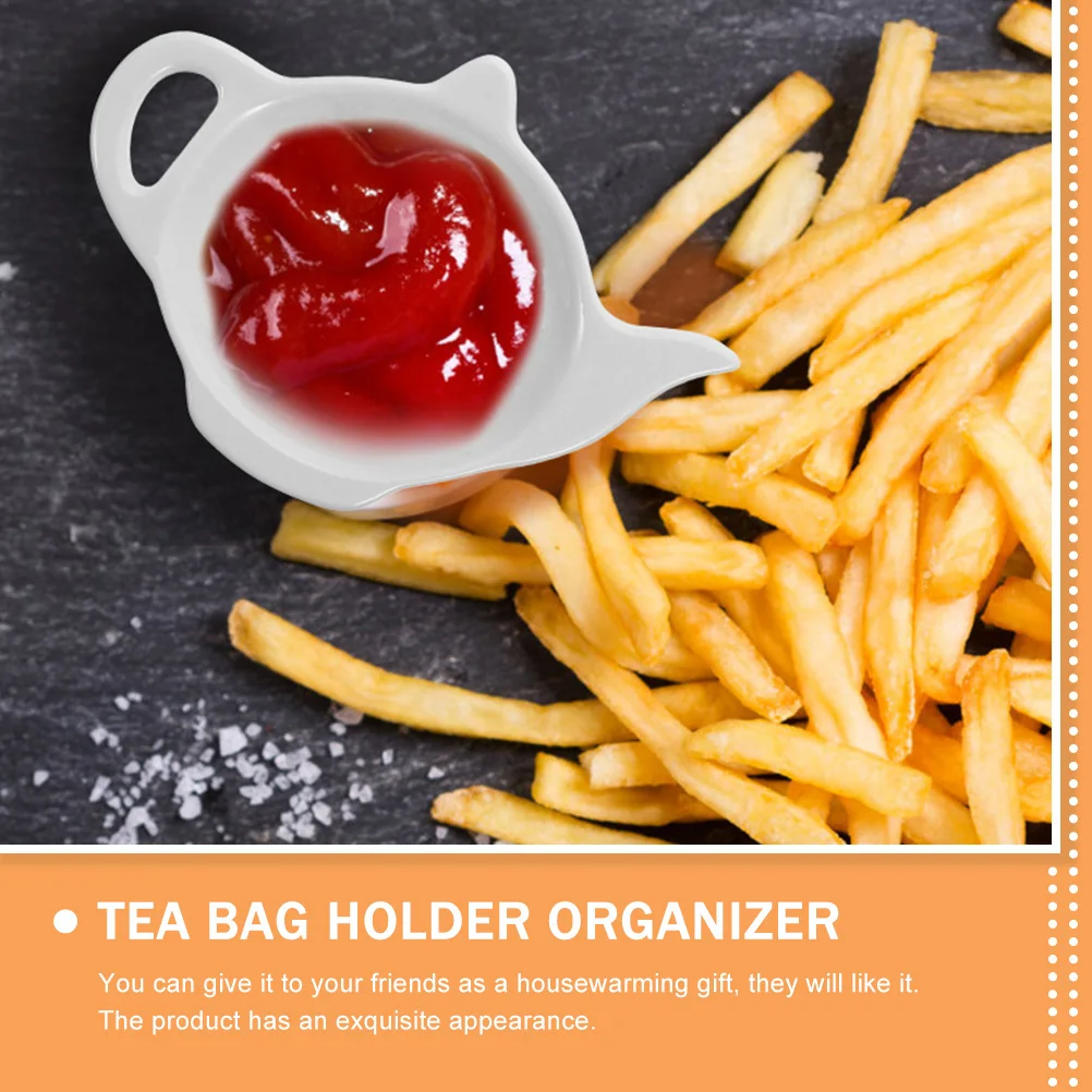 

3Pcs Ceramic Teabag Organizer Teapot Style Tea Bag Holder Spoon Rest Long Lasting Tea Bag Rest Dipping Bowls