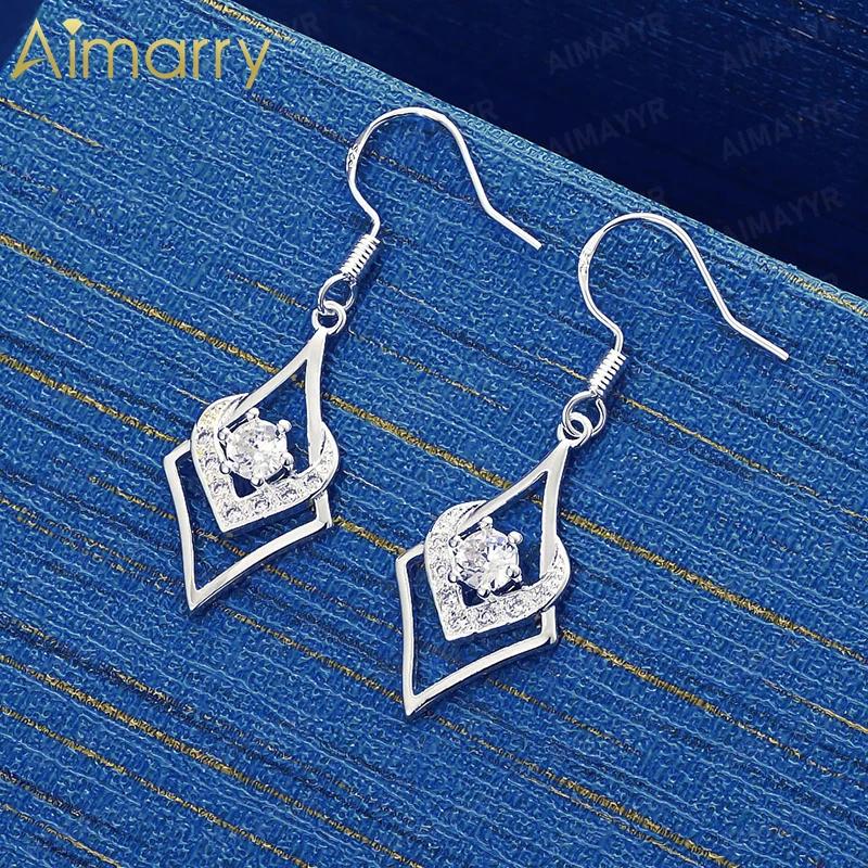 925 Sterling Silver Diamond Heart Set with AAA Zircon Earrings for Women's Parties High-quality Fashion Jewelry