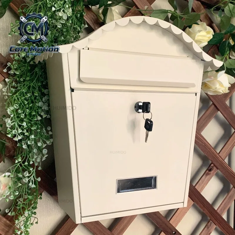 Stainless Metal Retro Mailbox Wall Mount Secure Locking Mail Box  Front Door Gate Letterbox Drop Box Magazines Receive Box