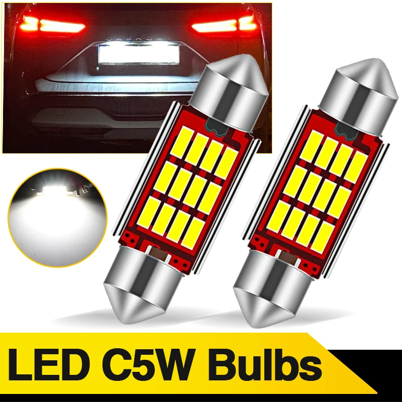 

4PCS C5W C10W LED Bulbs 31mm 36mm 39mm 41mm 12SMD Car License Plate Light Auto Interior Reading Bulb Dome Lamp 6000K White 12V