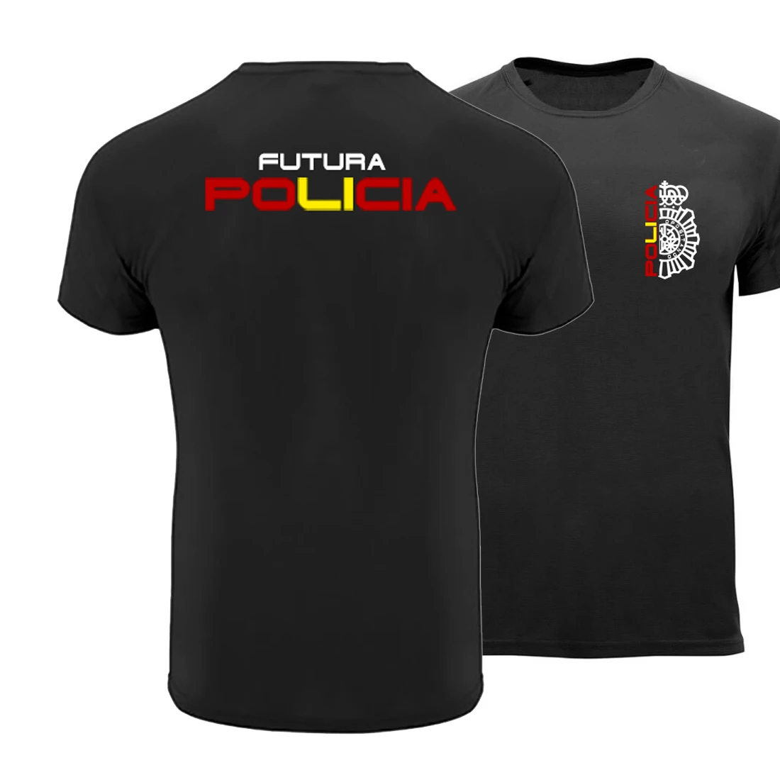 Camiseta Técnica de Policía española, 100% Algodón De Alta Calidad, Cuello Redondo, Suelto, De Gran Tamaño, informal