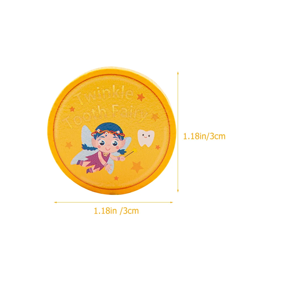 20 Pcs Girl Coin Tooth Child Gifts The Tooth-fairy Reward Lost Teeth Wood Golden Coins Commemorative