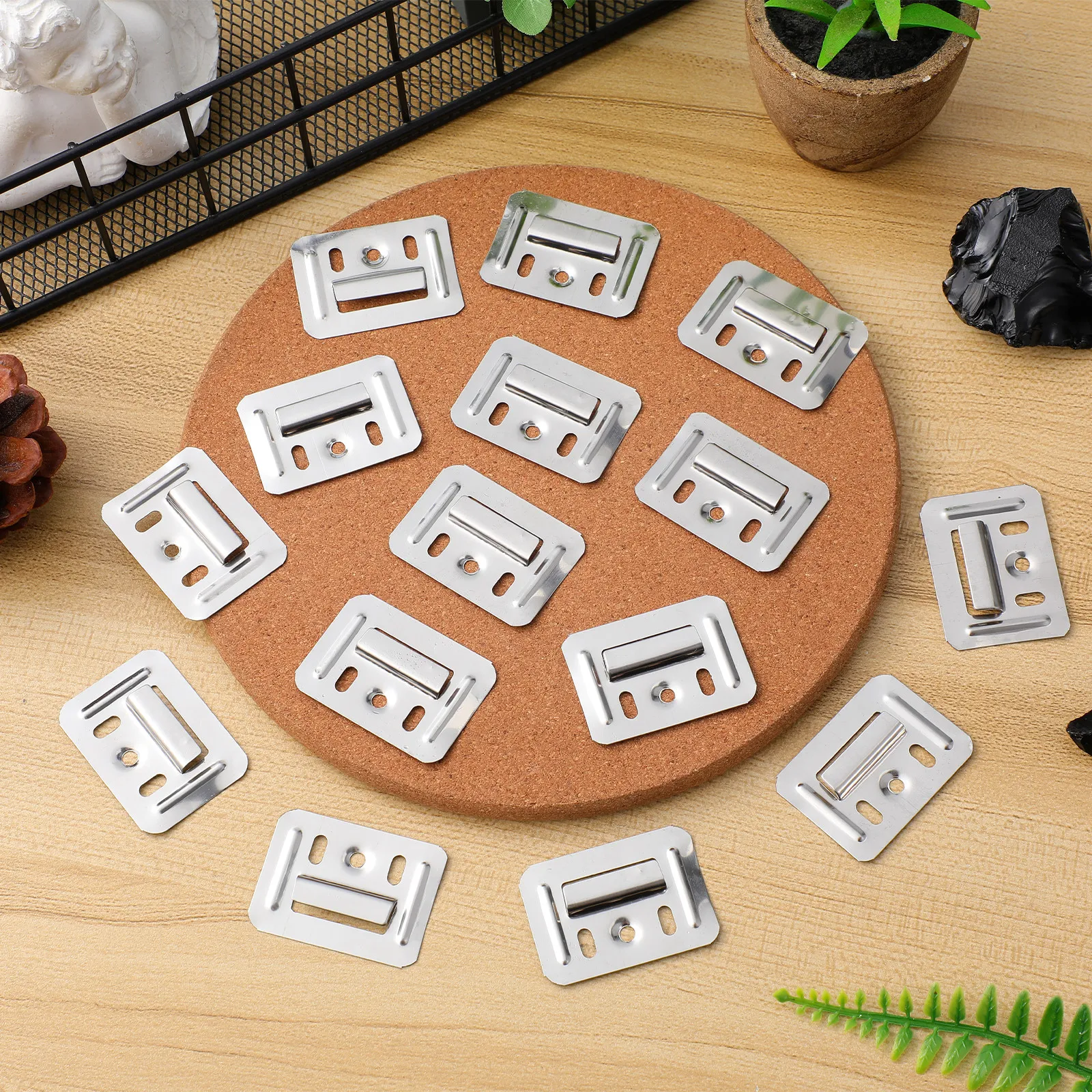 100Pcs Wall Panel Buckle Stainless Steel Clamp for Bamboo Wood Fiber Integrated Wall Panel Furniture Hardware Fixing Piece