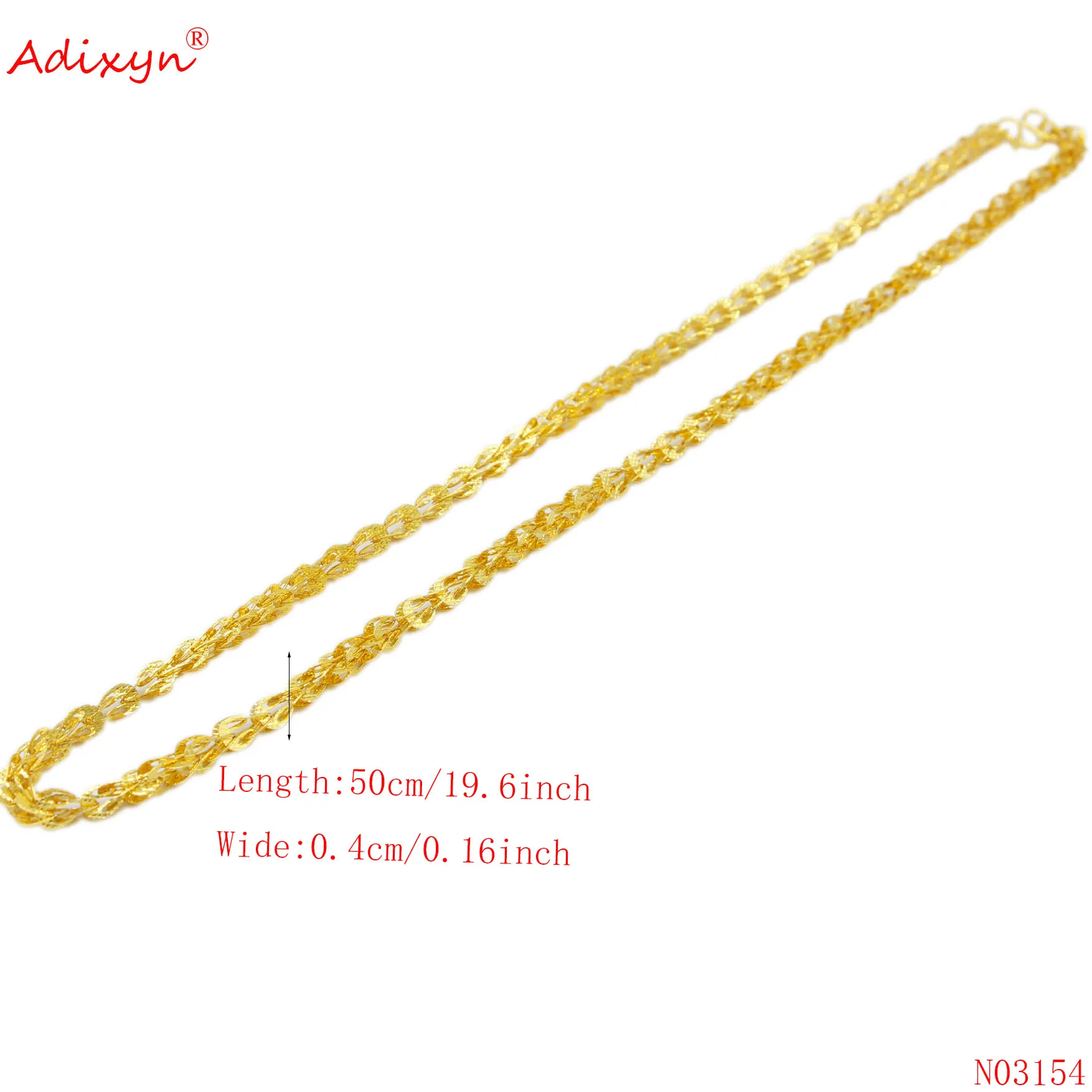 Adixyn Wholesale African 50CM Chain Necklaces Ethiopian Gold Color Copper Jewelry Arab Middle East Gifts N03154