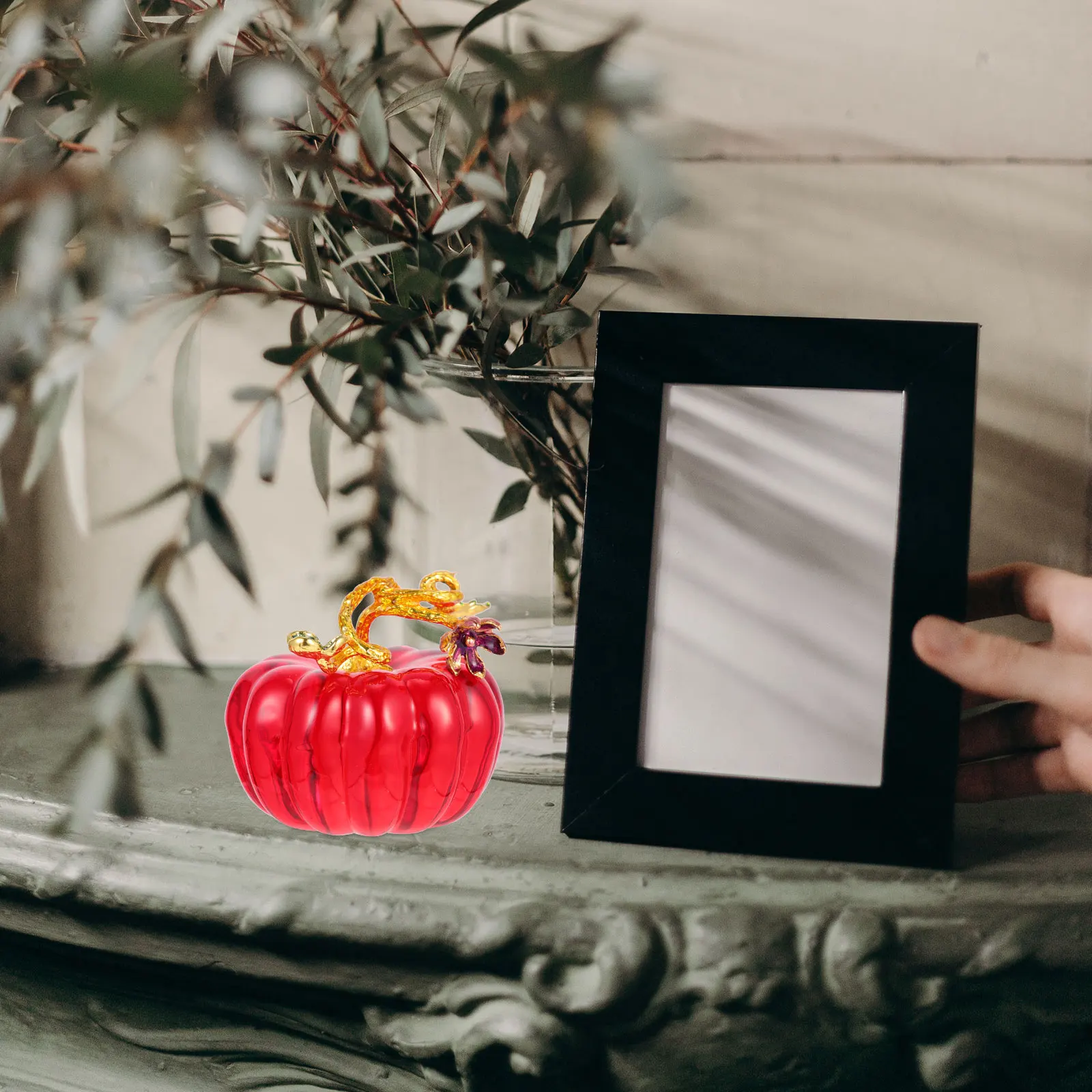 

Glass Pumpkin Decor Small Pumpkin Craft for Home Office Coffee Shop Desktop Ornament Room Decor Harvest Thanksgiving Display