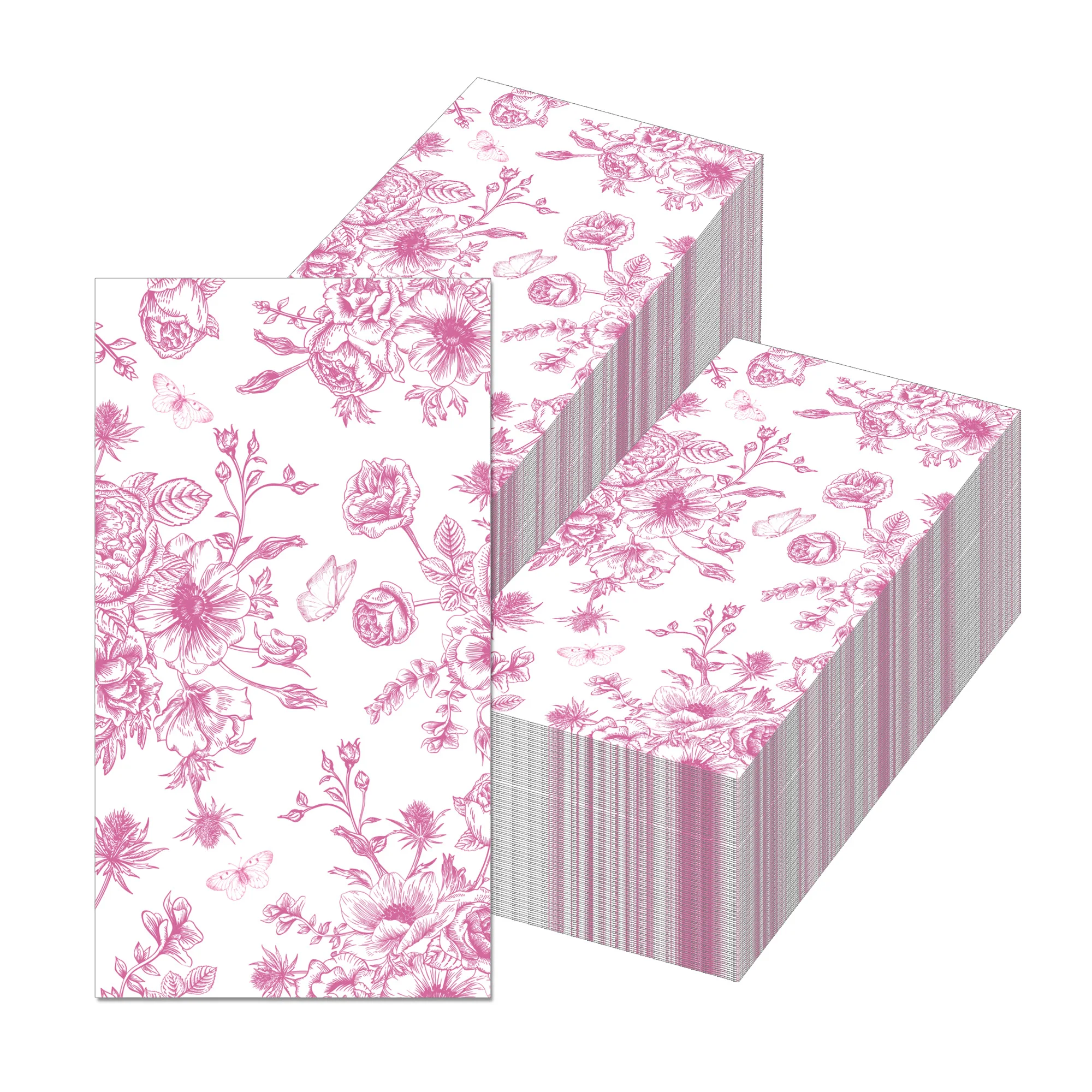 20 Stück florale Gäste-Servietten, rosa Blume, Einweg-Papier-Abendessen-Serviette, Badezimmer-Handtücher für Hochzeit, Geburtstag, Party-Dekoration – Detail 4