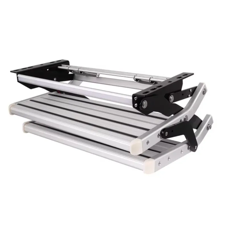 Hot Sale Caravan & Camper Trailer Steps with Double Drop Down Foldable RV Steps with LED Light Alloy Steel Material RV Steps