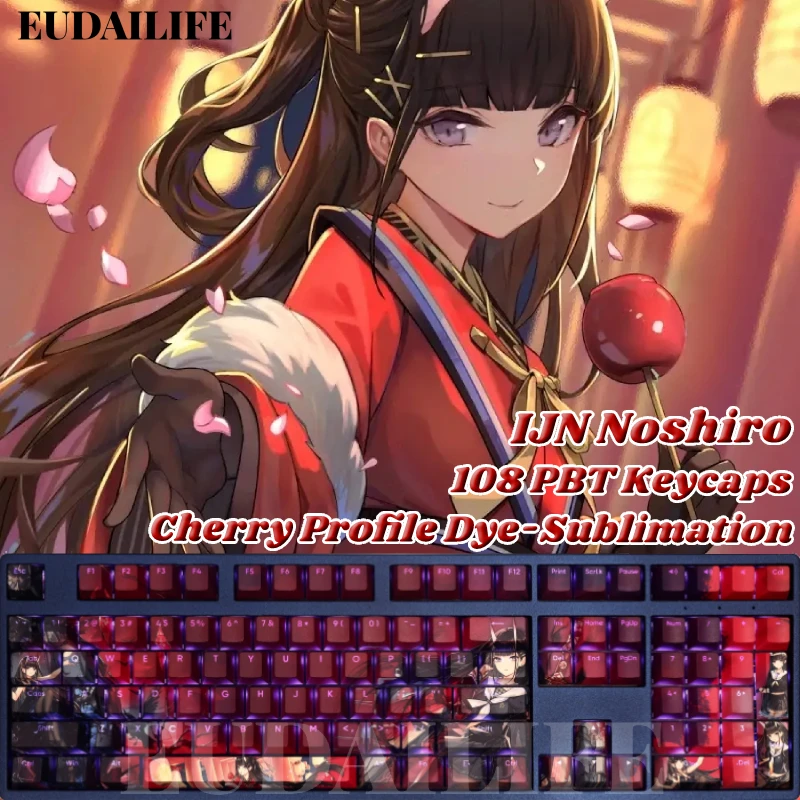 IJN Noshiro 108 Keycap Azur Lane PBT DYE Sublimation Light Transmitting Cherry Switch Cross Key Cover for Mechanical Keyboard