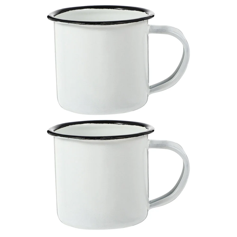 Copos de água engrossados velho retro beber vidro espresso esmalte caneca ferro branco criança canecas